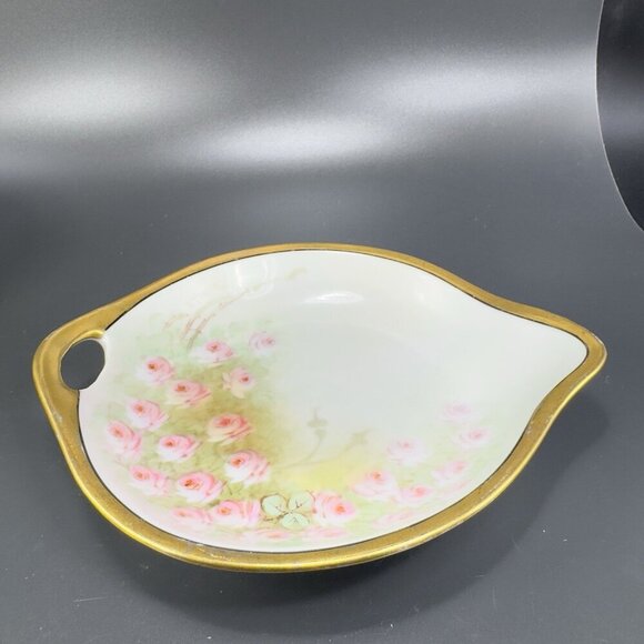 1960s German Porcelain Hand Painted Dish Plate With Handle Artist Signed Vintage - Picture 10 of 13